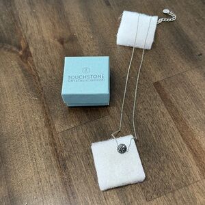Touchstone Crystal by Swarovski Dainty Silver Black Tone Ball Necklace #2602013